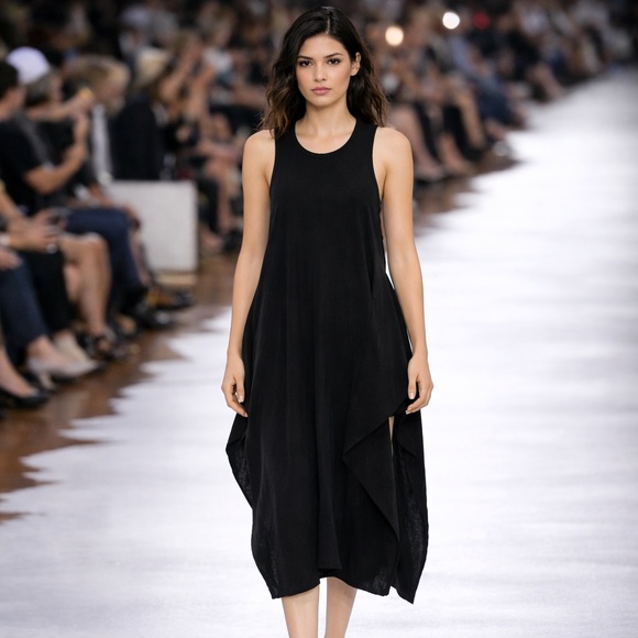 Stella McCartney Dresses & Skirts - STELLA McCARTNEY Black Sleeveless Longline Draped Tunic Dress Top Size M
